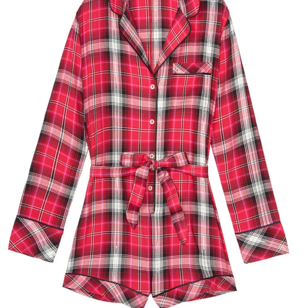 Victoria Secret Flannel Tie Romper - Picture 11 of 11